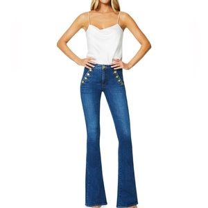 RAMY BROOK Helena Mid-rise Flare Jeans in Blue Size 24